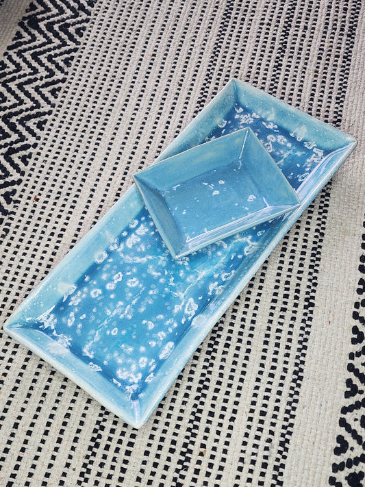 Abstract Floral Print Sushi Dish Set