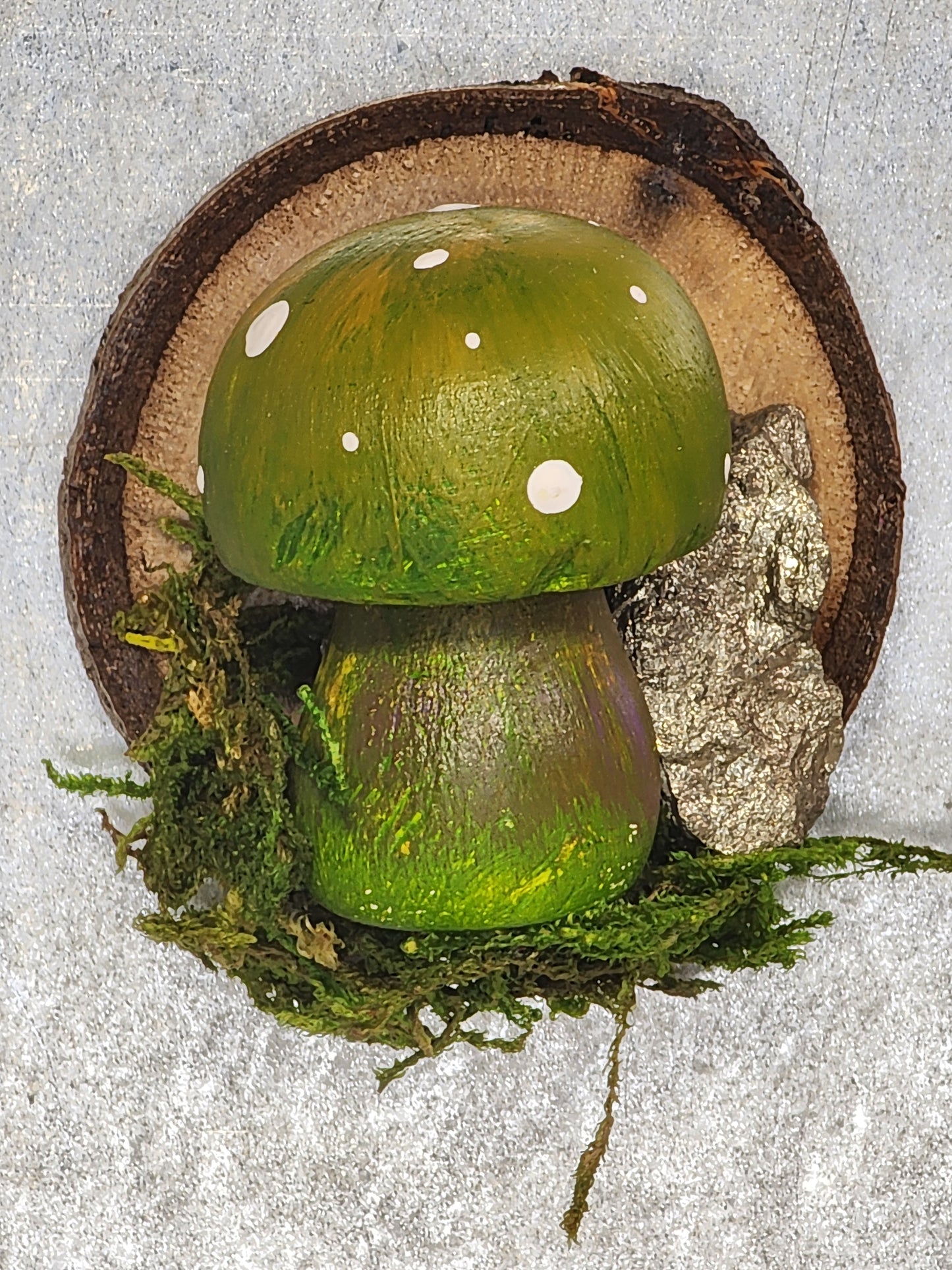 Painted Wooden Mushroom Pyrite