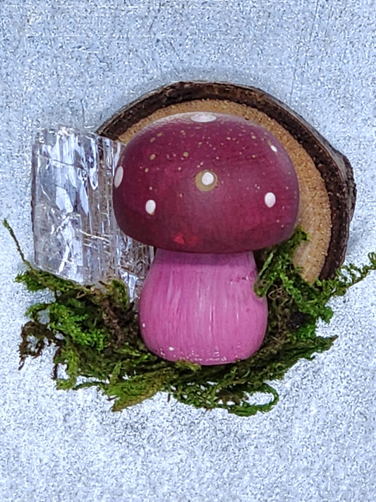 Painted Wooden Mushroom with Gypsum