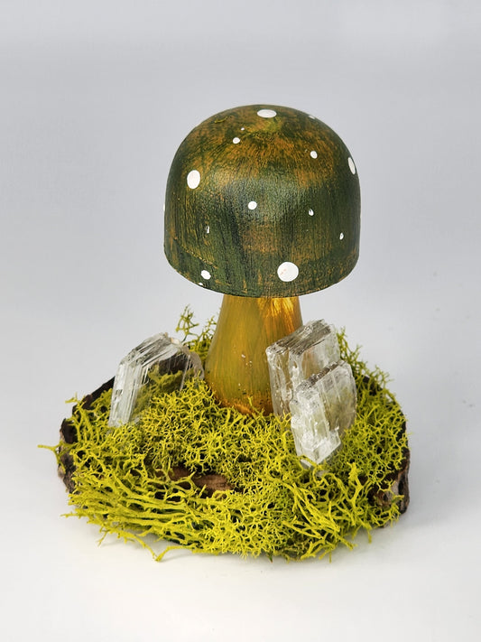 Painted Wooden Mushroom with Gypsum