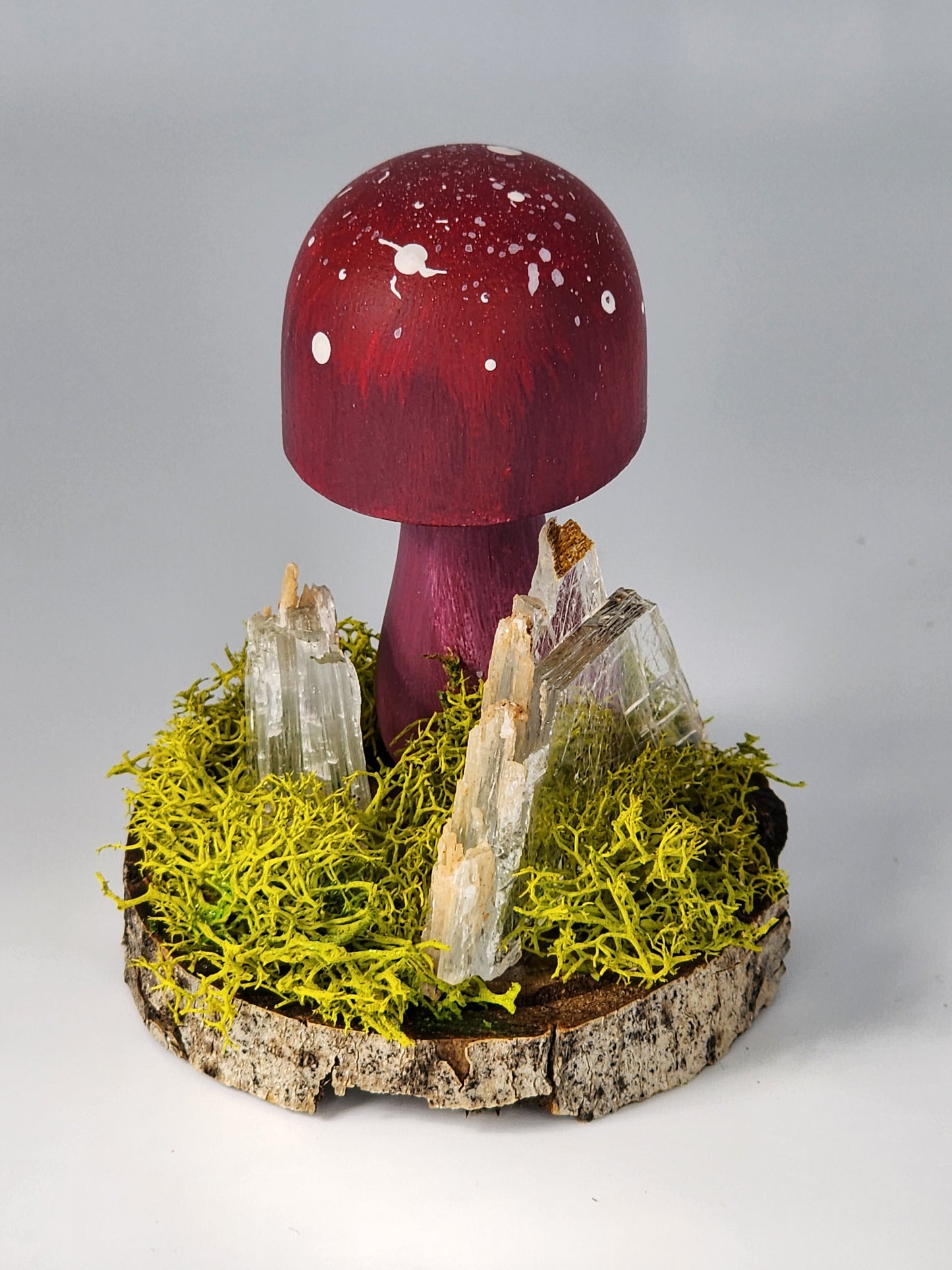 Painted Wooden Mushroom with Gypsum