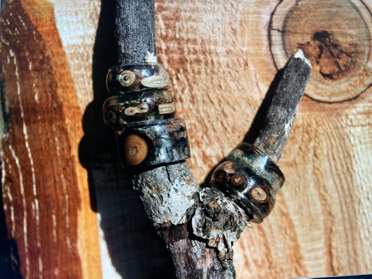 Walnut and Resin Rings