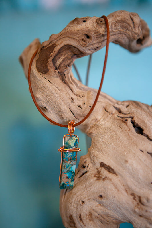 Aqua Terra Jasper Copper Gemstone Necklace