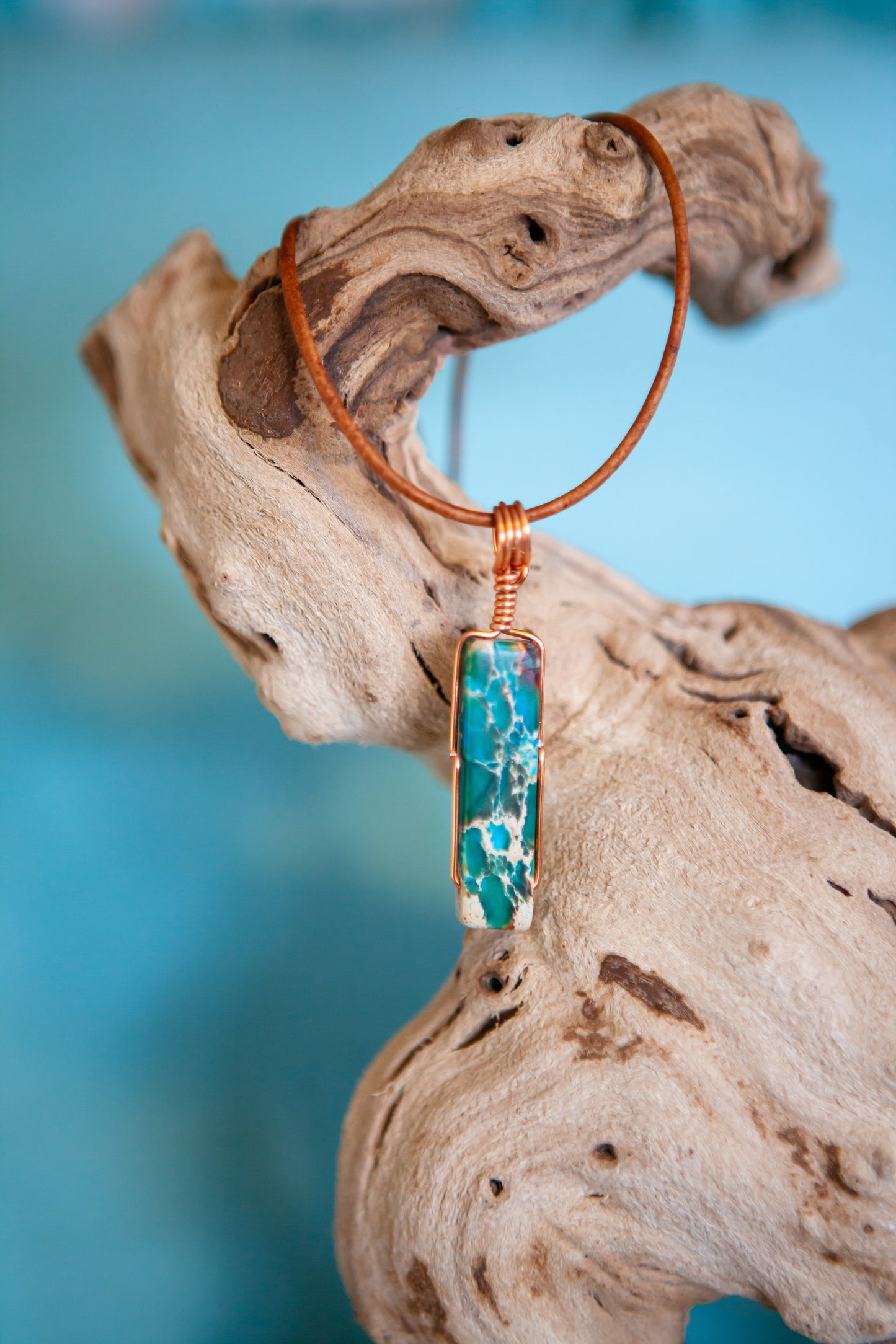 Aqua Terra Jasper Copper Gemstone Necklace