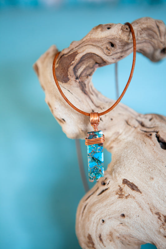 Aqua Terra Jasper Copper Gemstone Necklace