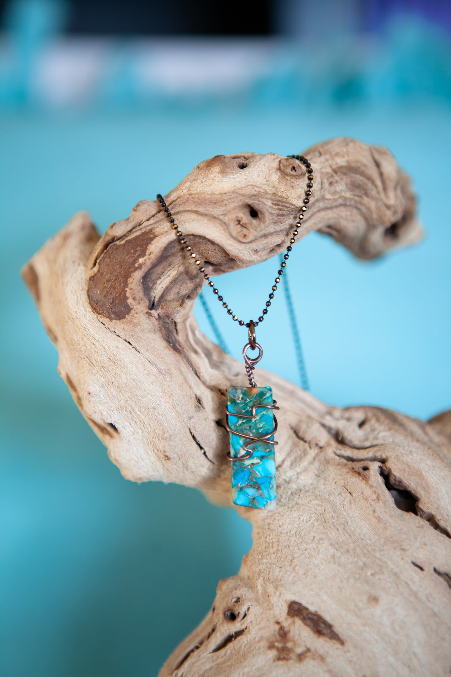 Aqua Terra Jasper Copper Gemstone Necklace