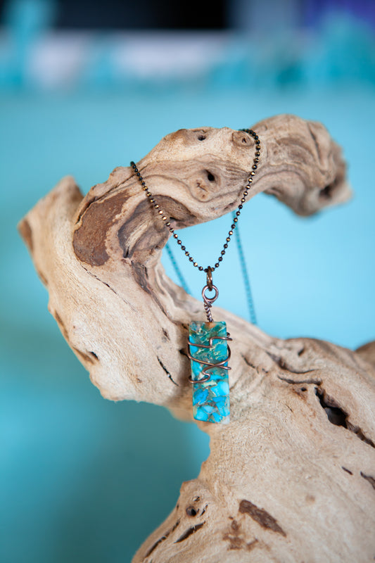 Aqua Terra Jasper Copper Gemstone Necklace