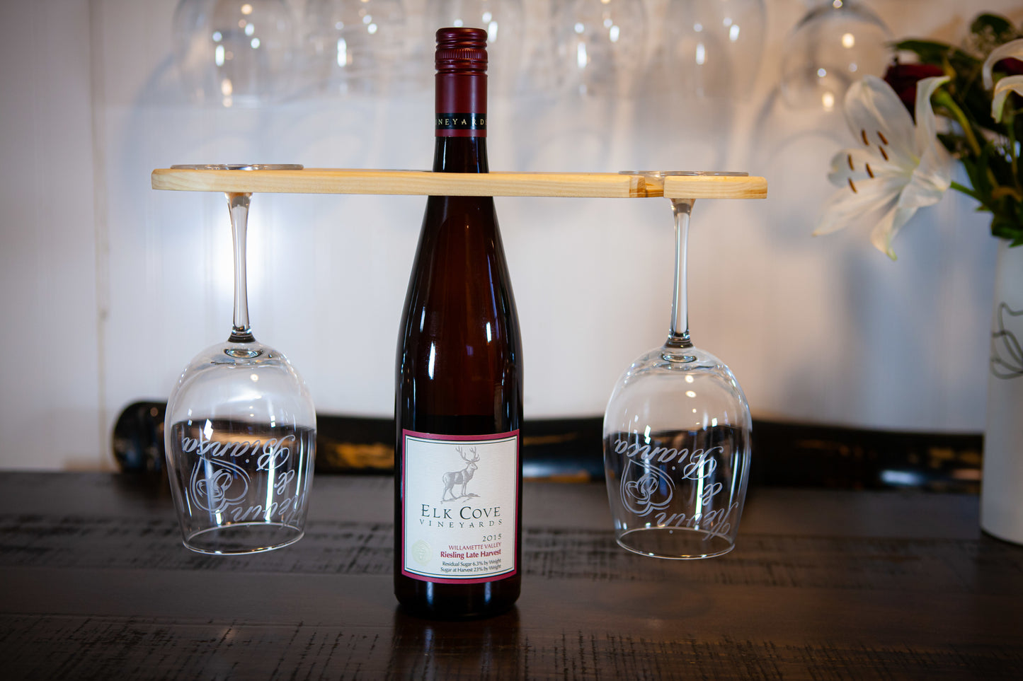 Wedding Charcuterie Set (Wine Glass, Cutting Board, Bottle Holder)